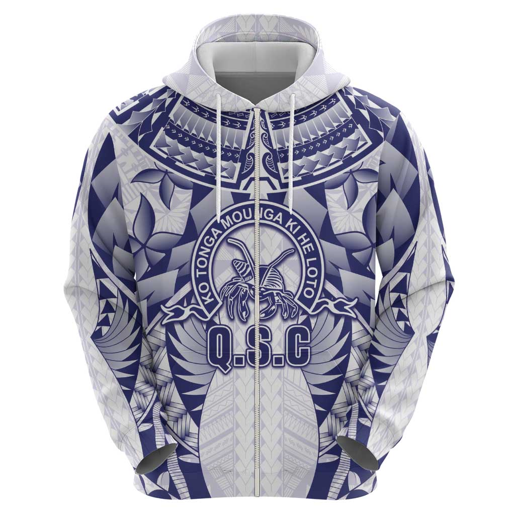 Personalised Tonga Queen Salote College Zip Hoodie Centenary White Version
