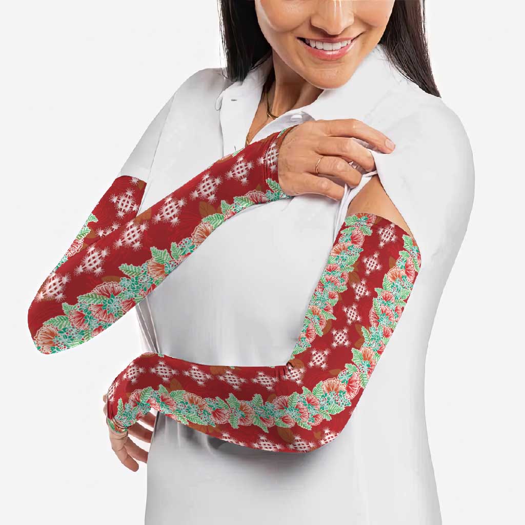Hawaii Ohia Lehua Arm Sleeves Tropical Vibes Crimson