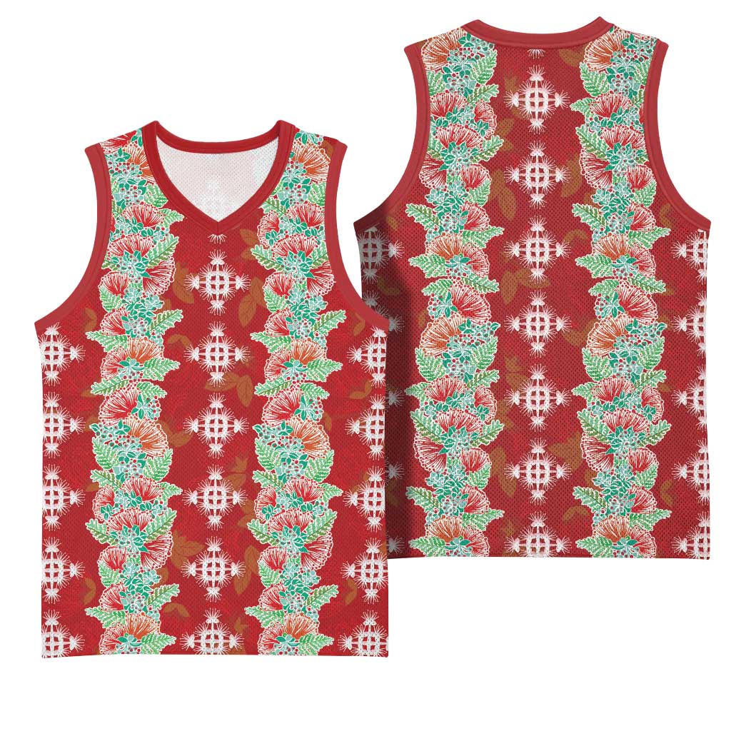 Hawaii Ohia Lehua Basketball Jersey Tropical Vibes Crimson