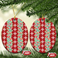 Hawaii Ohia Lehua Ceramic Ornament Tropical Vibes Crimson
