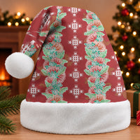 Hawaii Ohia Lehua Christmas Santa Hat Tropical Vibes Crimson LT05 Without Fur Crimson - Polynesian Pride