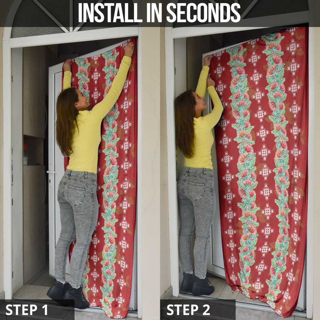 Hawaii Ohia Lehua Door Cover Tropical Vibes Crimson