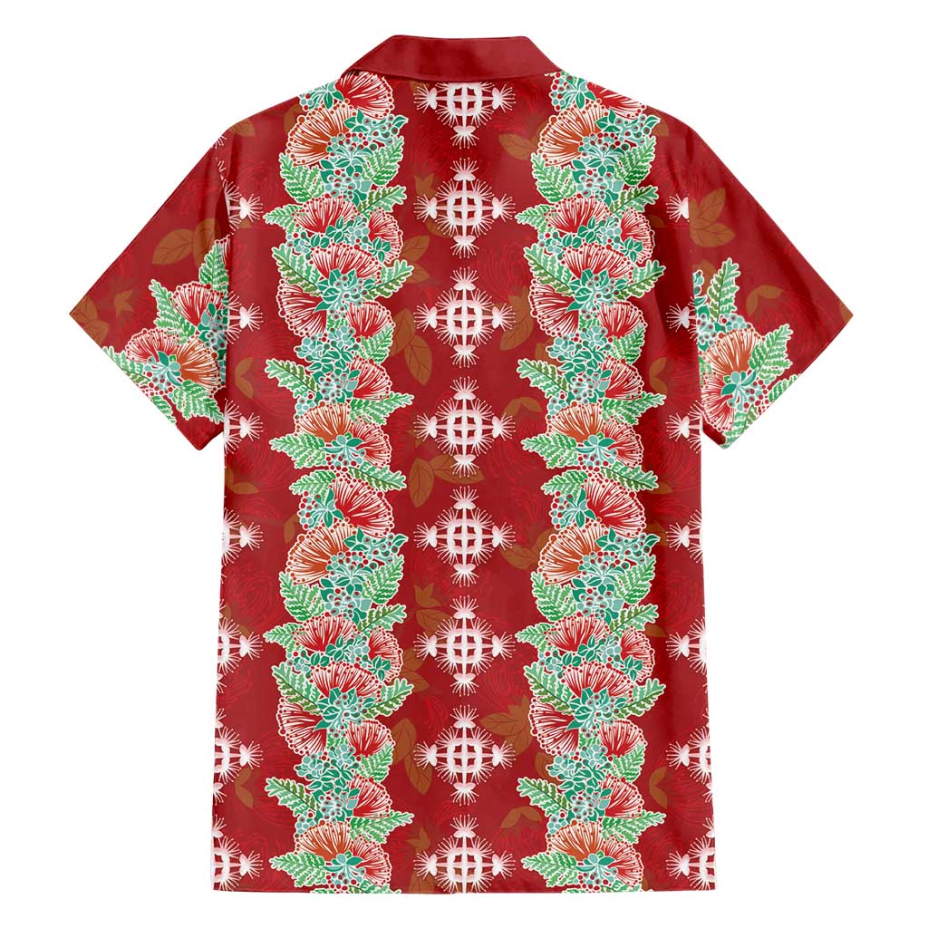 Hawaii Ohia Lehua Family Matching Long Sleeve Bodycon Dress and Hawaiian Shirt Tropical Vibes Crimson LT05 - Polynesian Pride