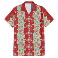 Hawaii Ohia Lehua Family Matching Mermaid Dress and Hawaiian Shirt Tropical Vibes Crimson LT05 Dad's Shirt - Short Sleeve Crimson - Polynesian Pride