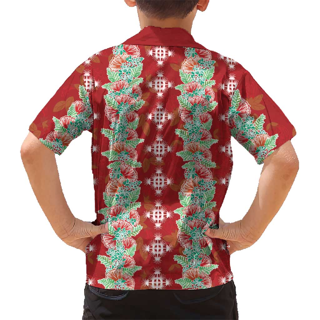 Hawaii Ohia Lehua Family Matching Tank Maxi Dress and Hawaiian Shirt Tropical Vibes Crimson LT05 - Polynesian Pride