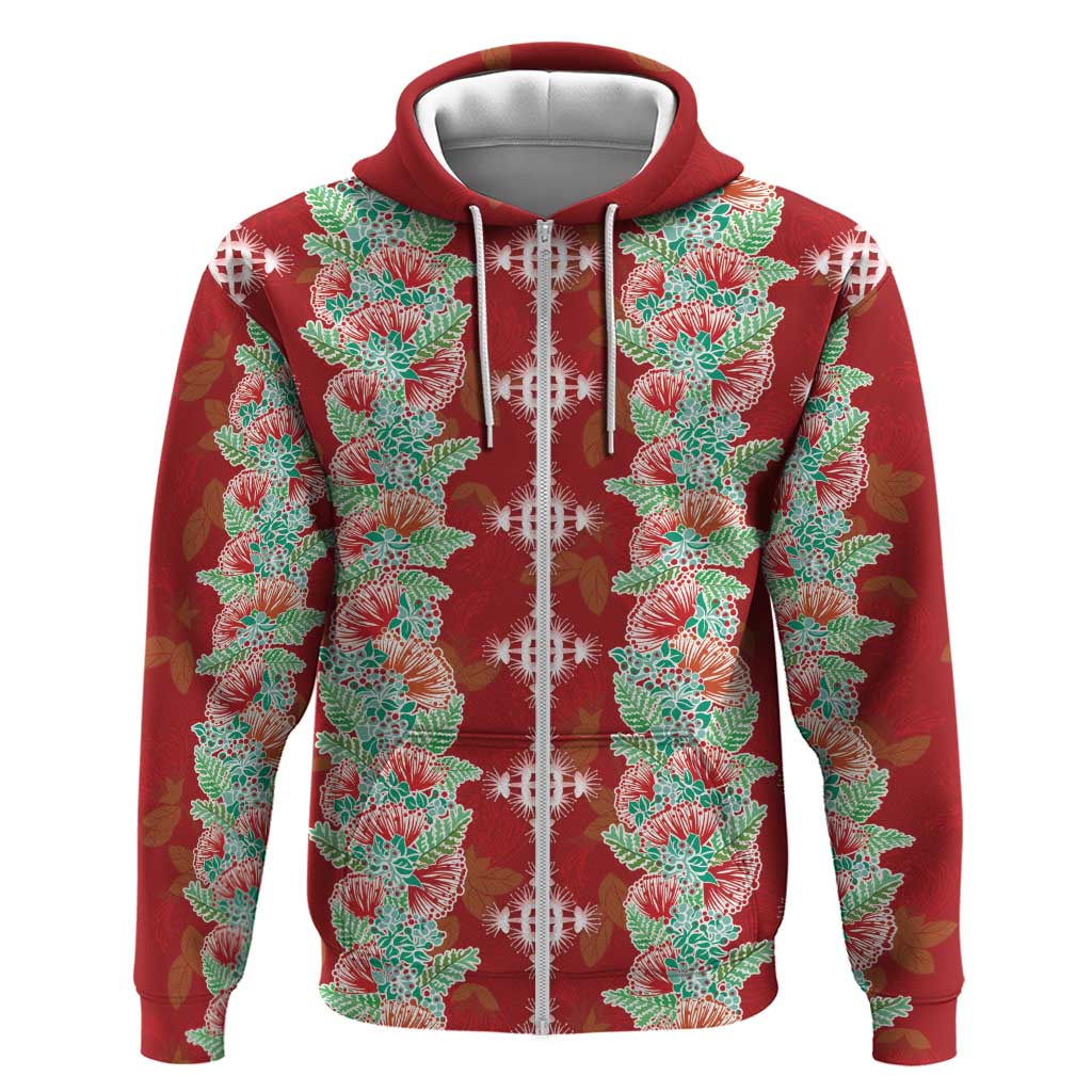 Hawaii Ohia Lehua Hoodie Tropical Vibes Crimson LT05 Zip Hoodie Crimson - Polynesian Pride