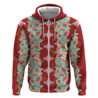 Hawaii Ohia Lehua Hoodie Tropical Vibes Crimson LT05 Zip Hoodie Crimson - Polynesian Pride