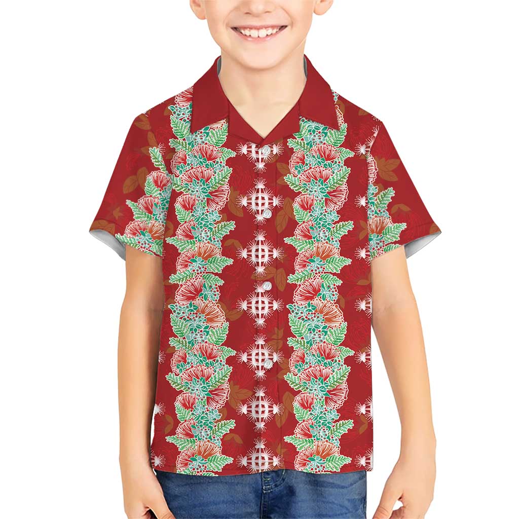 Hawaii Ohia Lehua Kid Hawaiian Shirt Tropical Vibes Crimson LT05 Kid Crimson - Polynesian Pride
