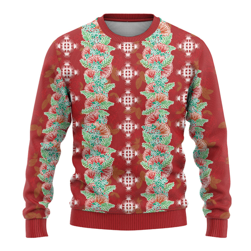 Hawaii Ohia Lehua Ugly Christmas Sweater Tropical Vibes Crimson LT05 - Polynesian Pride