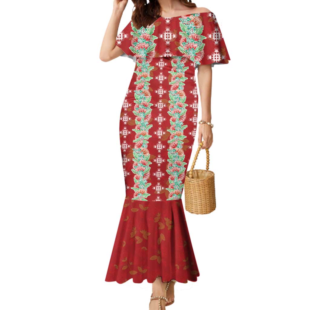 Hawaii Ohia Lehua Mermaid Dress Tropical Vibes Crimson