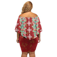 Hawaii Ohia Lehua Off Shoulder Short Dress Tropical Vibes Crimson