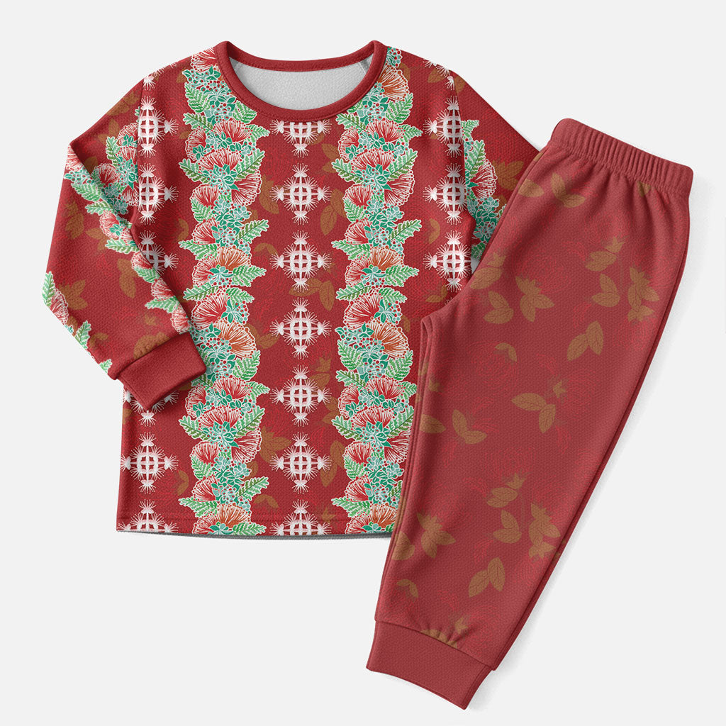 Hawaii Ohia Lehua Christmas Pajama Set Tropical Vibes Crimson LT05 Men Crimson - Polynesian Pride