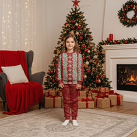 Hawaii Ohia Lehua Christmas Pajama Set Tropical Vibes Crimson LT05 Kid Crimson - Polynesian Pride