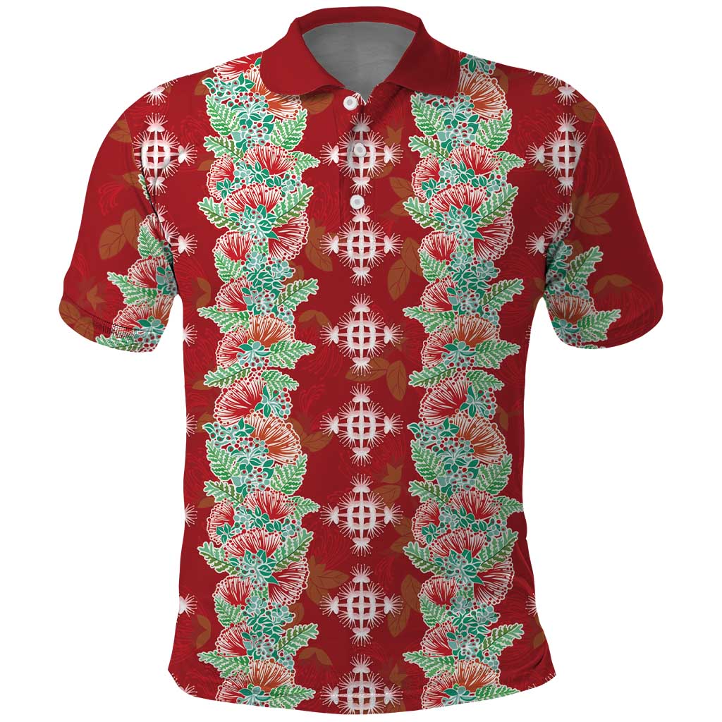 Hawaii Ohia Lehua Polo Shirt Tropical Vibes Crimson