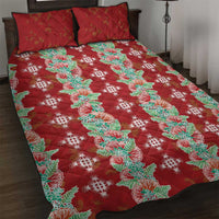 Hawaii Ohia Lehua Quilt Bed Set Tropical Vibes Crimson