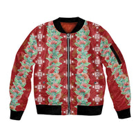 Hawaii Ohia Lehua Sleeve Zip Bomber Jacket Tropical Vibes Crimson LT05 Unisex Crimson - Polynesian Pride