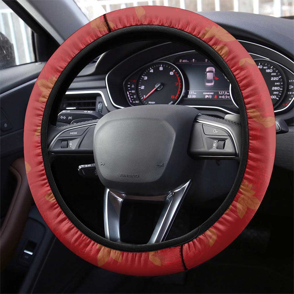 Hawaii Ohia Lehua Steering Wheel Cover Tropical Vibes Crimson