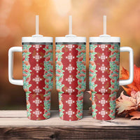 Hawaii Ohia Lehua Tumbler With Handle Tropical Vibes Crimson