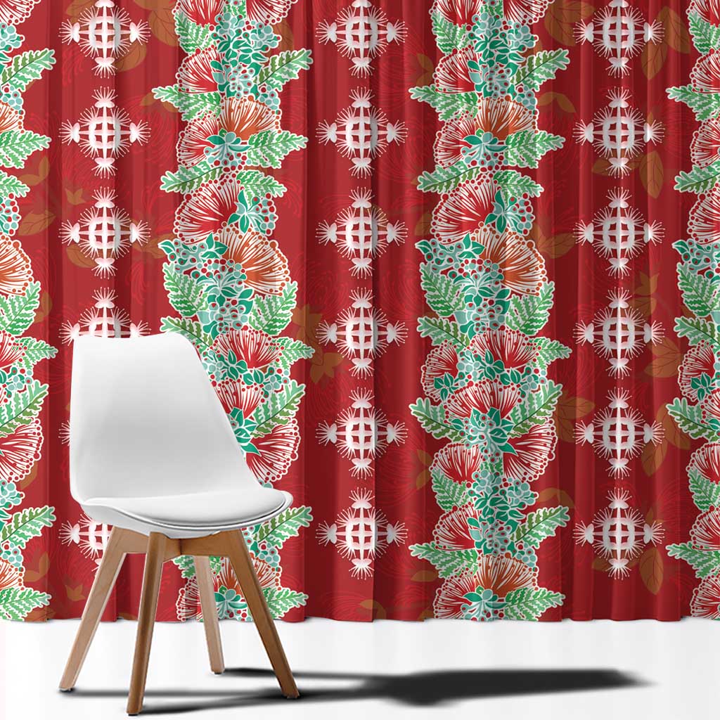 Hawaii Ohia Lehua Window Curtain Tropical Vibes Crimson