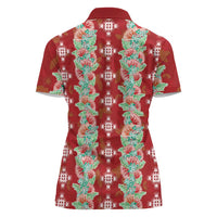 Hawaii Ohia Lehua Women Polo Shirt Tropical Vibes Crimson