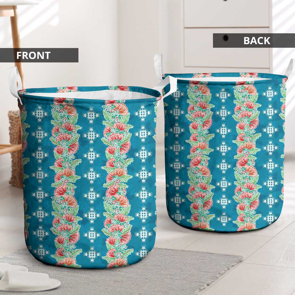 Hawaii Ohia Lehua Laundry Basket Tropical Vibes Teal