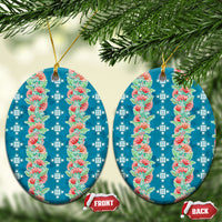 Hawaii Ohia Lehua Ceramic Ornament Tropical Vibes Teal