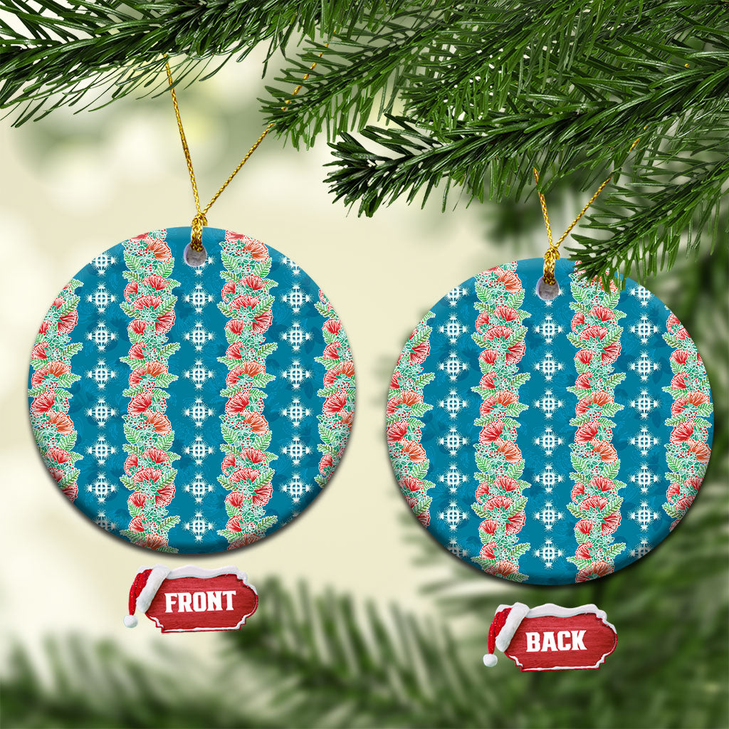 Hawaii Ohia Lehua Ceramic Ornament Tropical Vibes Teal LT05 Circle Teal - Polynesian Pride