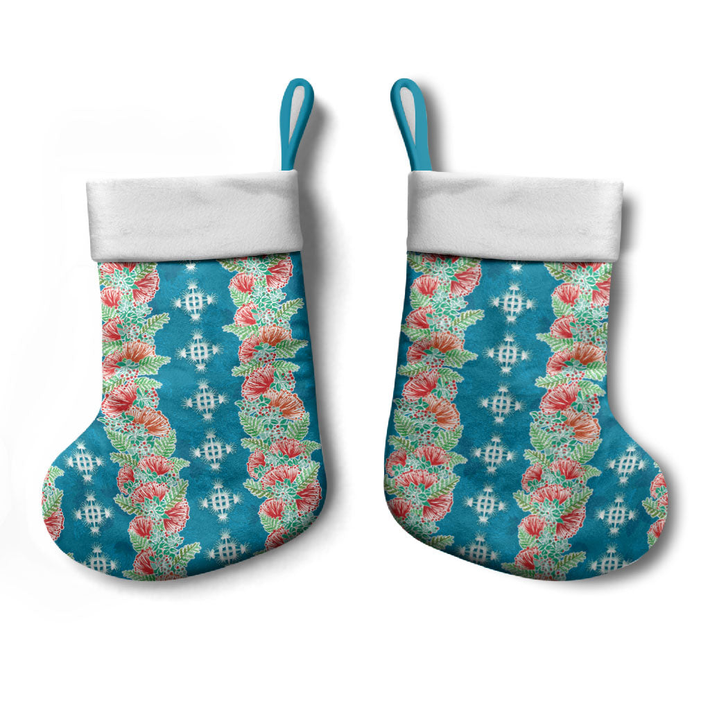 Hawaii Ohia Lehua Christmas Stocking Tropical Vibes Teal