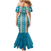 Hawaii Ohia Lehua Family Matching Mermaid Dress and Hawaiian Shirt Tropical Vibes Teal LT05 - Polynesian Pride