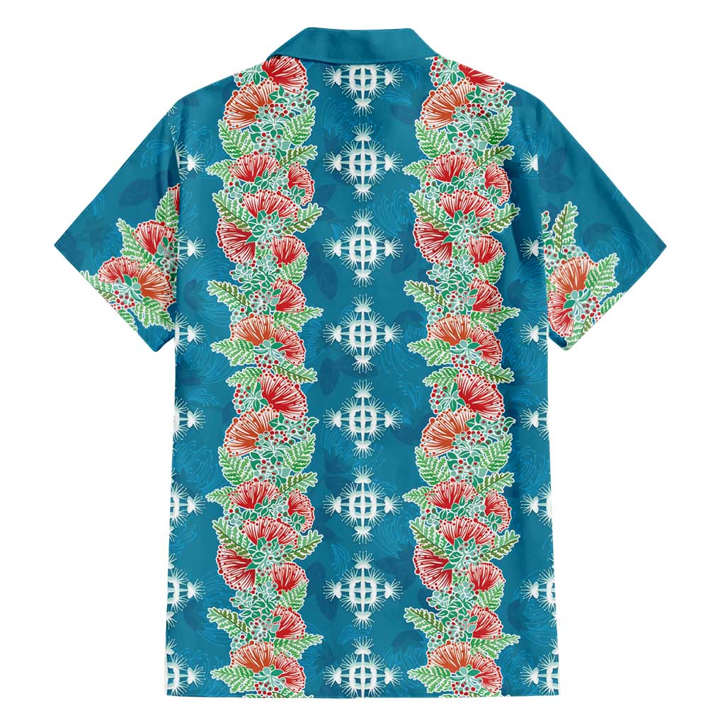 Hawaii Ohia Lehua Family Matching Off Shoulder Maxi Dress and Hawaiian Shirt Tropical Vibes Teal LT05 - Polynesian Pride