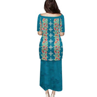 Hawaii Ohia Lehua Family Matching Puletasi and Hawaiian Shirt Tropical Vibes Teal LT05 - Polynesian Pride