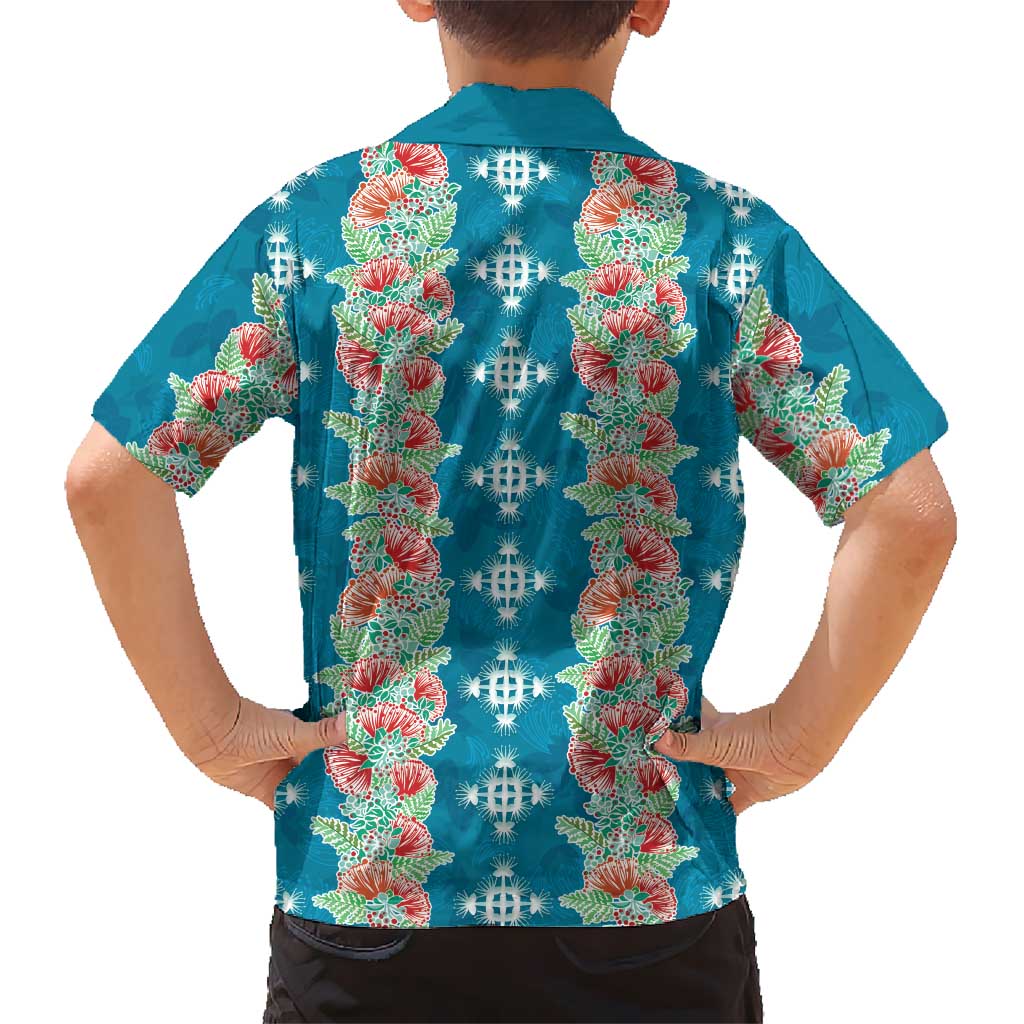 Hawaii Ohia Lehua Family Matching Summer Maxi Dress and Hawaiian Shirt Tropical Vibes Teal LT05 - Polynesian Pride