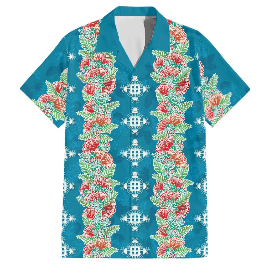 Hawaii Ohia Lehua Family Matching Summer Maxi Dress and Hawaiian Shirt Tropical Vibes Teal LT05 Dad's Shirt - Short Sleeve Teal - Polynesian Pride