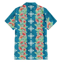 Hawaii Ohia Lehua Family Matching Summer Maxi Dress and Hawaiian Shirt Tropical Vibes Teal LT05 - Polynesian Pride