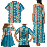 Hawaii Ohia Lehua Family Matching Tank Maxi Dress and Hawaiian Shirt Tropical Vibes Teal LT05 - Polynesian Pride