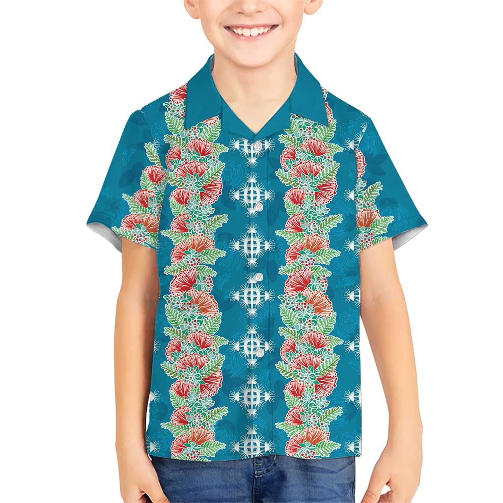 Hawaii Ohia Lehua Kid Hawaiian Shirt Tropical Vibes Teal LT05 Kid Teal - Polynesian Pride