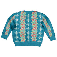 Hawaii Ohia Lehua Kid Ugly Christmas Sweater Tropical Vibes Teal LT05 - Polynesian Pride
