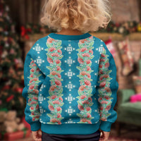 Hawaii Ohia Lehua Kid Ugly Christmas Sweater Tropical Vibes Teal LT05 - Polynesian Pride