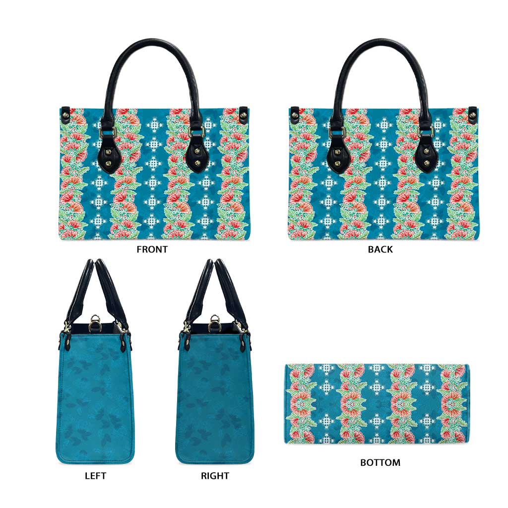 Hawaii Ohia Lehua Leather Bag Tropical Vibes Teal