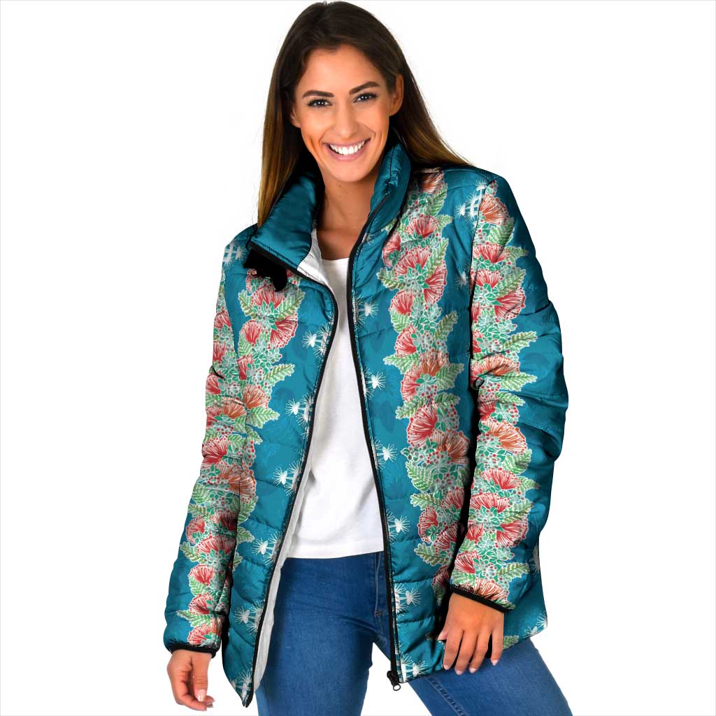 Hawaii Ohia Lehua Padded Jacket Tropical Vibes Teal