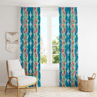 Hawaii Ohia Lehua Window Curtain Tropical Vibes Teal