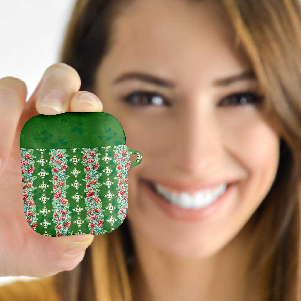 Hawaii Ohia Lehua AirPods Case Tropical Vibes Green