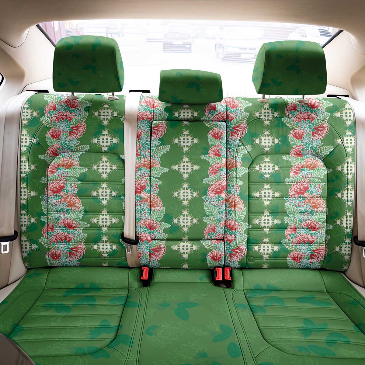 Hawaii Ohia Lehua Back Car Seat Cover Tropical Vibes Green LT05 - Polynesian Pride