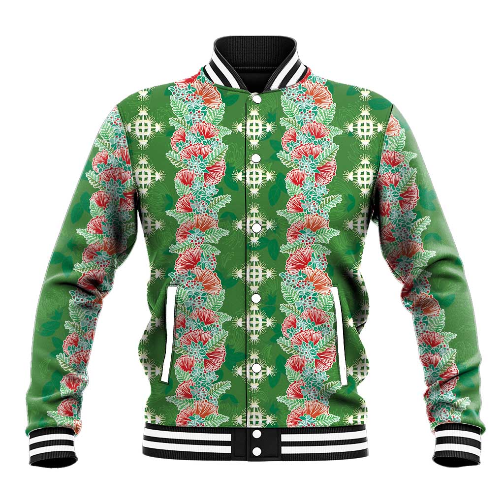 Hawaii Ohia Lehua Baseball Jacket Tropical Vibes Green