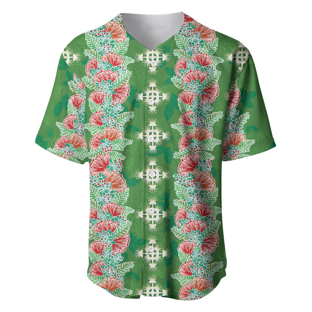 Hawaii Ohia Lehua Baseball Jersey Tropical Vibes Green