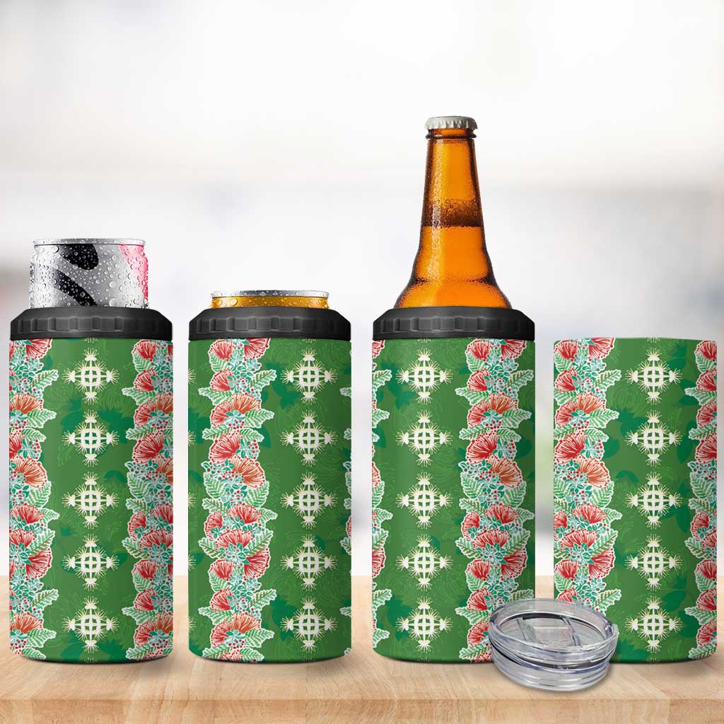 Hawaii Ohia Lehua 4 in 1 Can Cooler Tumbler Tropical Vibes Green
