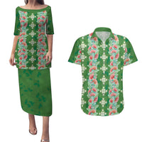 Hawaii Ohia Lehua Couples Matching Puletasi and Hawaiian Shirt Tropical Vibes Green LT05 Green - Polynesian Pride
