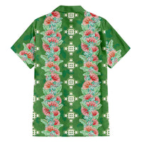 Hawaii Ohia Lehua Family Matching Long Sleeve Bodycon Dress and Hawaiian Shirt Tropical Vibes Green LT05 - Polynesian Pride