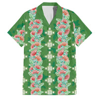 Hawaii Ohia Lehua Family Matching Mermaid Dress and Hawaiian Shirt Tropical Vibes Green LT05 Dad's Shirt - Short Sleeve Green - Polynesian Pride
