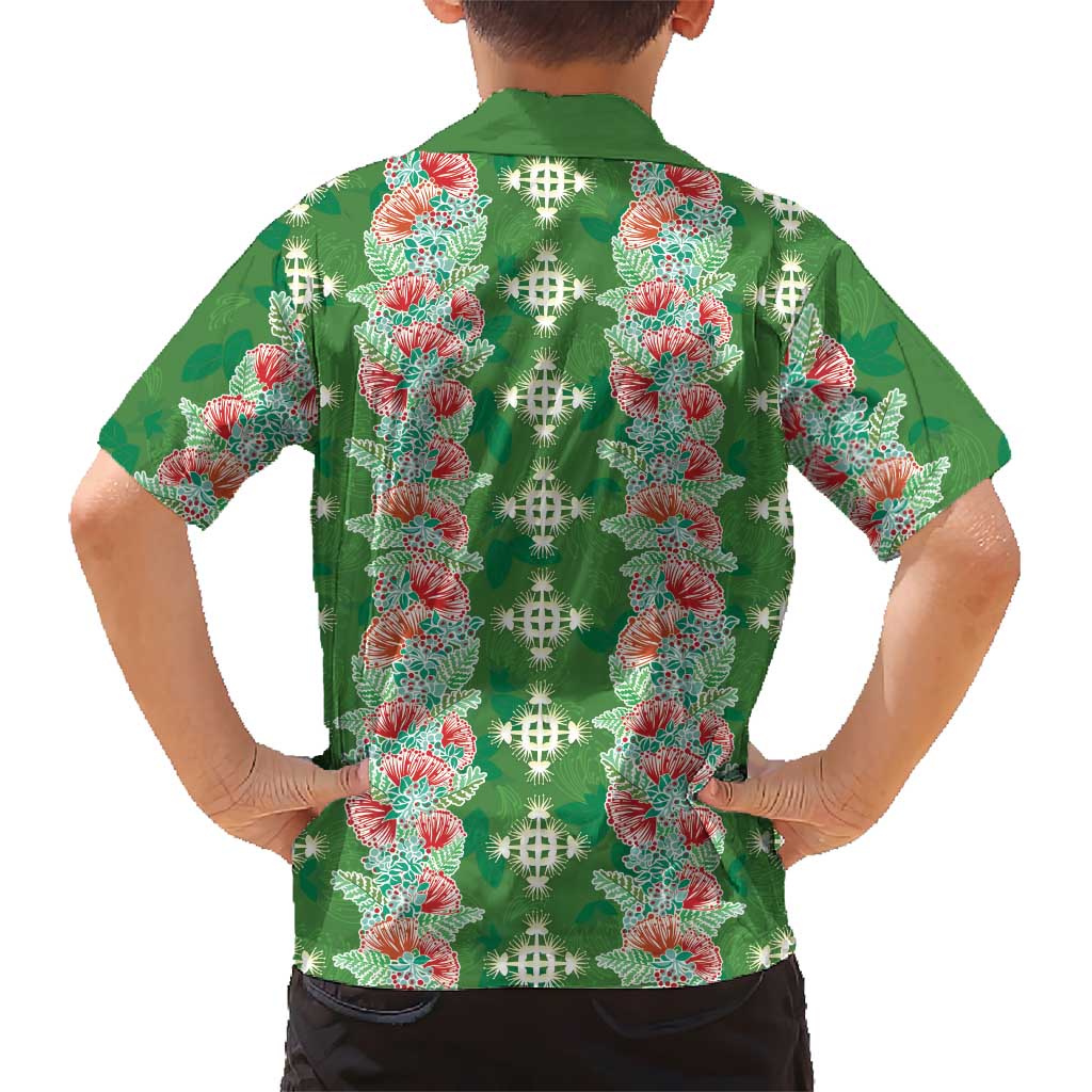 Hawaii Ohia Lehua Family Matching Off Shoulder Maxi Dress and Hawaiian Shirt Tropical Vibes Green LT05 - Polynesian Pride